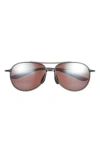 Maui Jim 60mm Polarized Aviator Sunglasses In Smoke Smoke Rose