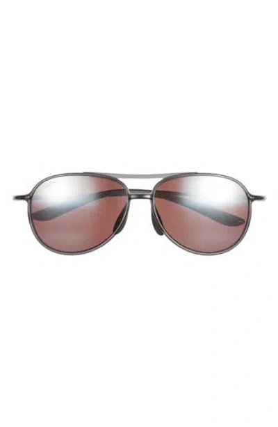 Maui Jim 60mm Polarized Aviator Sunglasses In Smoke Smoke Rose