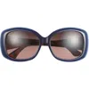Maui Jim 60mm Polarized Rectangle Sunglasses In Navy Navy Rose