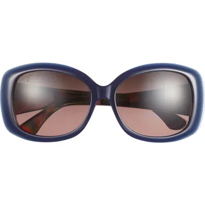 Maui Jim 60mm Polarized Rectangle Sunglasses In Navy Navy Rose