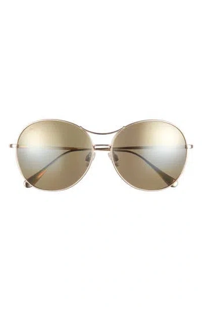 Maui Jim 61mm Core Round Polarized Sunglasses In Gold Gold Bronze