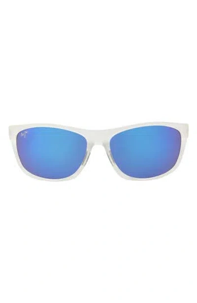 Maui Jim 62mm Polarized Rectangular Sunglasses In Blue
