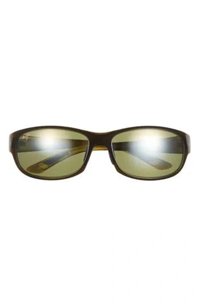 Maui Jim 63mm Oval Wrap Sunglasses In Olive Olive Green