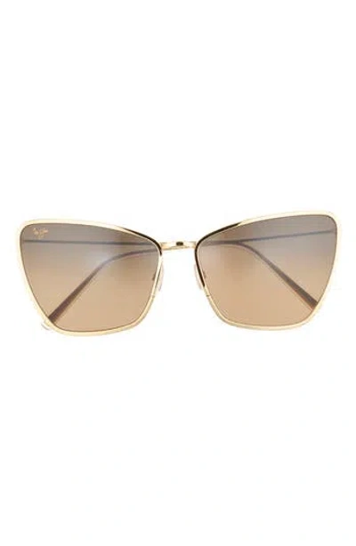 Maui Jim 63mm Polarized Cat Eye Sunglasses In Gold