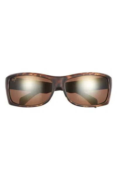 Maui Jim 65mm Polarized Shield Sunglasses In Tortoise Tortoise Bronze