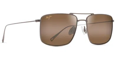 Pre-owned Maui Jim Aeko H886-01 Satin Sepia Titanium Aviator Sunglasses In Gold