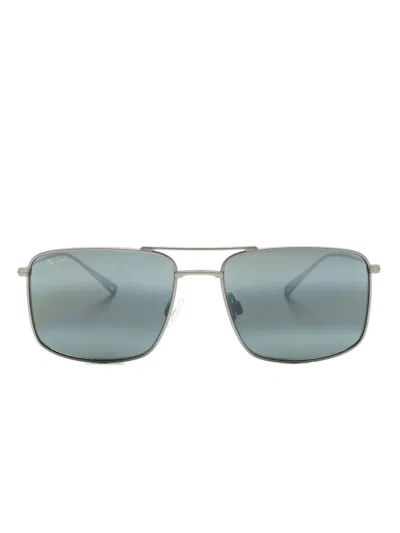 Maui Jim Aeko Square-frame Sunglasses In Silver