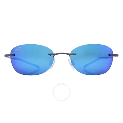 Maui Jim Aki Aki Blue Hawaii Oval Unisex Sunglasses B333-02d 50 In Blue / Gun Metal / Gunmetal