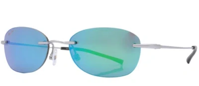 Pre-owned Maui Jim Aki Aki Matte Silver Polarized Green Mirror Lens Sunglass Gm333-17m