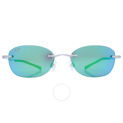Maui Jim Aki Aki Mauigreen Oval Unisex Sunglasses Gm333-17m 50 In Silver