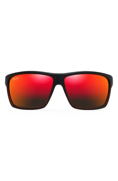Maui Jim Alenuihaha 64mm Polarized Sport Sunglasses In Burgundy Stripe/hawaii Lava