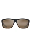 Maui Jim Alenuihaha 64mm Polarized Oversize Rectangular Sunglasses In Stripe Dark Brown/bronze