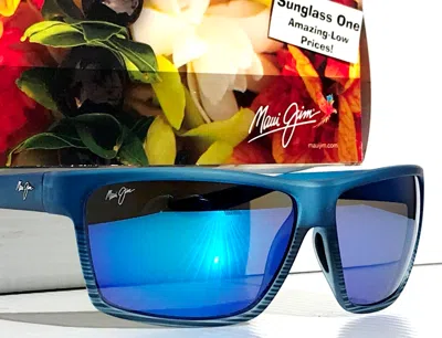 Pre-owned Maui Jim Alenuihaha Blue Black Stripes Polarized Blue Glass Sunglass B3839-03s