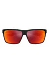 Maui Jim Alenuihaha Matte-finish Red-lens Sunglasses In Black