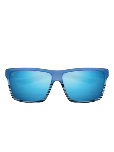 Maui Jim Alenuihaha Striped Square Sunglasses In Blue