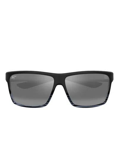 Maui Jim Alenuihaha Striped Square Sunglasses In Black