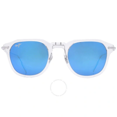 Maui Jim Alika Blue Hawaii Geometric Unisex Sunglasses B837-05 49 In Blue / Dark / Gun Metal / Gunmetal