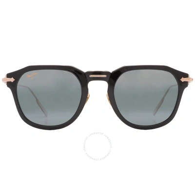 Maui Jim Alika Nuetral Grey Geometric Unisex Sunglasses 837-02 49 In Black / Gold / Grey
