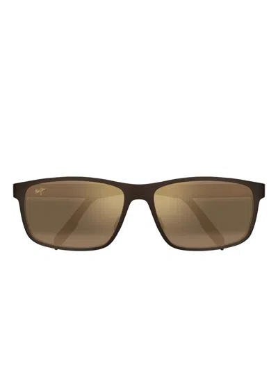 Maui Jim Anemone Rectangle-frame Sunglasses In Brown