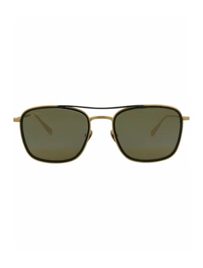 Maui Jim Aviator-frame Titanium And Nylon Sunglasses In Green