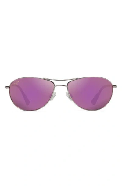 Maui Jim Baby Beach 56mm Mirrored Polarizedplus2® Aviator Sunglasses In Rose Gold/maui Sunrise