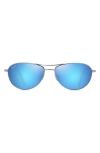 Maui Jim Baby Beach 56mm Polarized Aviator Sunglasses In Silver/blue Hawaii