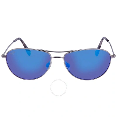 Maui Jim Baby Beach Blue Hawaii Pilot Unisex Sunglasses B245-17 56 In Baby Blue / Blue / Silver