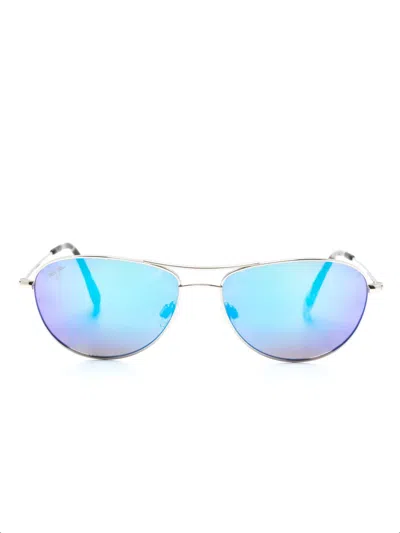 Maui Jim Baby Beach Pilot-frame Sunglasses In Silver