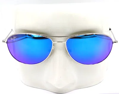 Pre-owned Maui Jim Baby Beach Silver Polarized Aviator Sunglasses B245-17 $319 In Blue Havaii