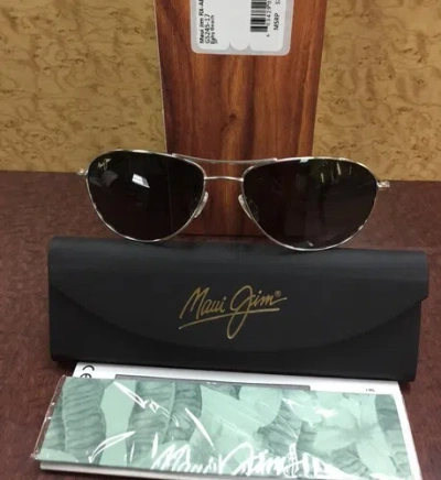 Pre-owned Maui Jim Baby Beach Sunglasses Gs245-17 Silver With Grey Lenses Polarized In Gray
