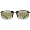 Maui Jim Banyans 70mm Polarized Rectangle Sunglasses In Gloss Black/ht Lens