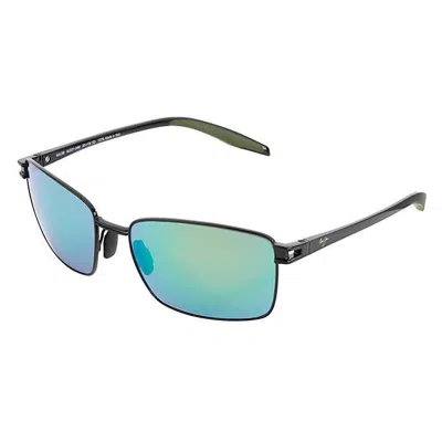 Pre-owned Maui Jim Cove Park Gm531-24m Black Olive Maui Green Polarized Sunglasses