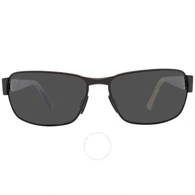 Maui Jim Black Coral Neutral Grey Rectangular Unisex Sunglasses 249-2m 65 In Black / Coral / Grey