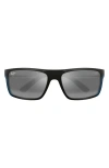 Maui Jim Byron Bay Polarized Mirrored Wrap Sunglasses, 62mm In Black/gray Polarized