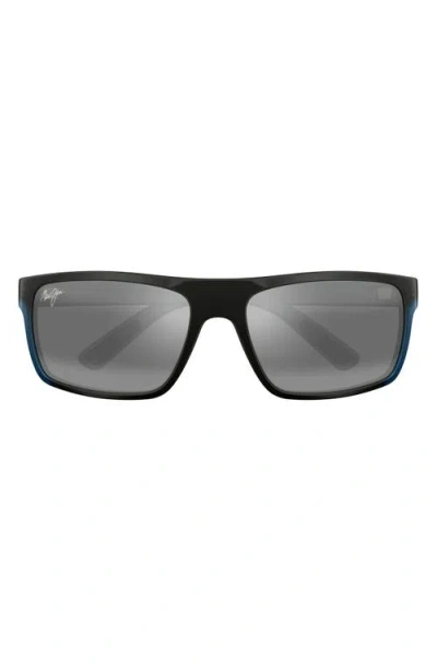 Maui Jim Byron Bay Polarized Mirrored Wrap Sunglasses, 62mm In Black/gray Polarized
