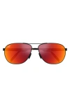 Maui Jim Castles 61mm Polarizedplus2® Aviator Sunglasses In Black/hawaii Lava
