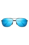 Maui Jim Castles 61mm Polarizedplus2® Aviator Sunglasses In Dark Ruthenium/blue Hawaii