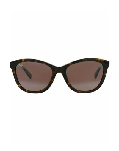 Maui Jim Cat Eye-frame Acetate Sunglasses Woman Sunglasses Multicolored Size 54 Acetate In Brown