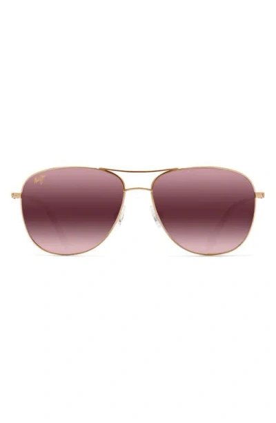 Maui Jim Cliff House 59mm Polarized Aviator Sunglasses In Gold/maui Rose