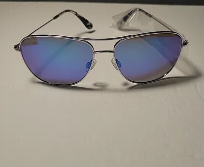 Pre-owned Maui Jim Cliff House B247-17 Silver Polarized Hawaii Blue Lens Aviator Sunglass