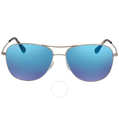 Maui Jim Cliff House Blue Hawaii Pilot Unisex Sunglasses B247-17 59 In Blue / Silver
