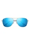 Maui Jim Cliff House Mj B247-17 Aviator Polarized Sunglasses In Blue