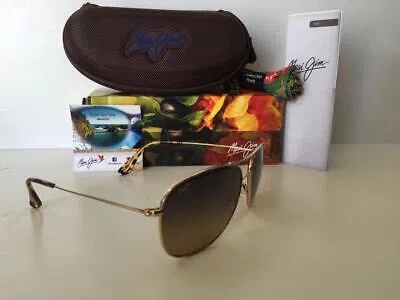 Pre-owned Maui Jim Cliff House Polarized Titanium Sunglasses 247-16 Gold/bronze Glass In Blue