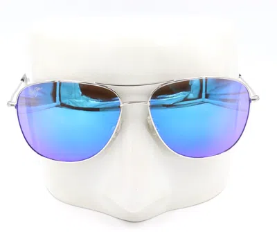 Pre-owned Maui Jim Cliff House Silver Blue Hawaii Polarized Sunglasses B247-17 $319
