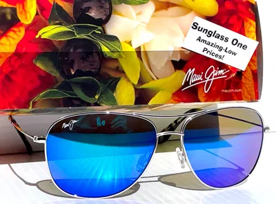 Pre-owned Maui Jim Cliff House Silver Polarized Hawaii Blue Lens Sunglass B247-17