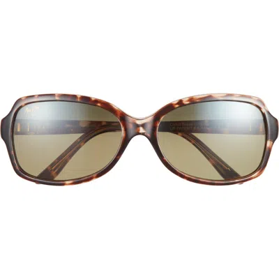Maui Jim Core 56mm Polarized Round Sunglasses In Tortoise Tortoise Green