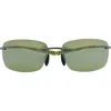 Maui Jim Core 64mm Polarized Rectangular Sunglasses In Green
