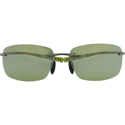 Maui Jim Core 64mm Polarized Rectangular Sunglasses In Green