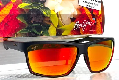 Pre-owned Maui Jim Cruzem Matte Black Polarized Lava Ruby Glass Sunglass Rm864-02a In Red