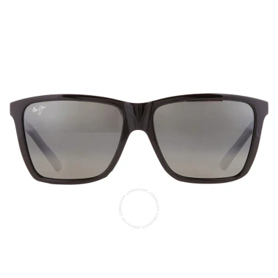 Maui Jim Cruzem Neutral Grey Rectangular Unisex Sunglasses 864-02 57 57 In Black / Grey